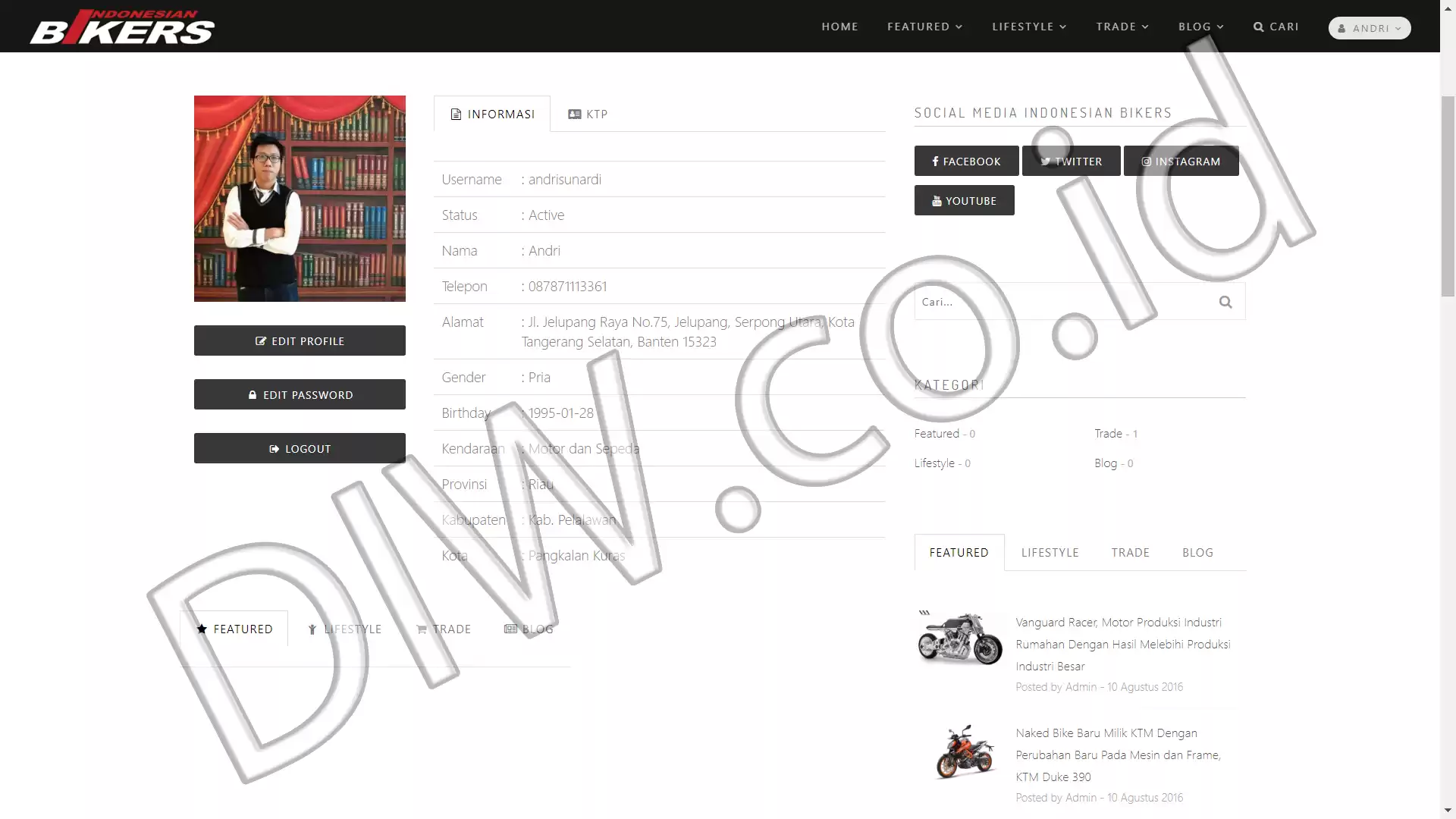 Project Image - 548 - Andri Sunardi - Freelancer - Web Developer - CEO DIW.co.id